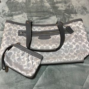 Coach Tote Bag with Small Accent Coach Bag (Wristlet)